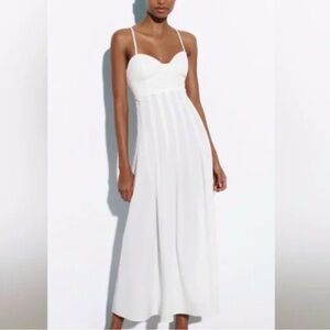 Zara White Poplin Midi Dress new with tag